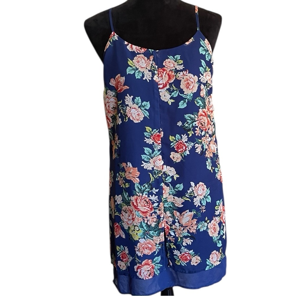 Poetry Vibrant Blue Floral Mini Dress SZ M